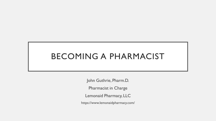 becoming a pharmacist