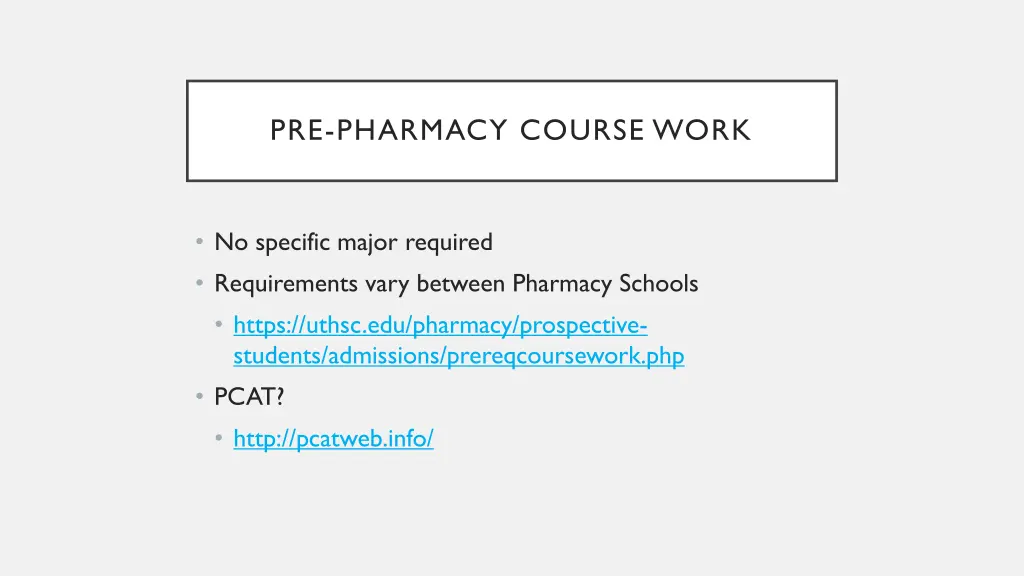 pre pharmacy course work