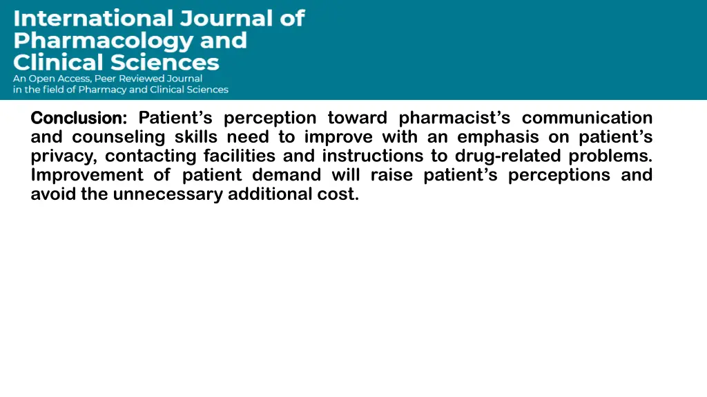 conclusion conclusion patient s perception toward