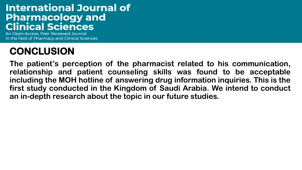 conclusion conclusion the patient s perception