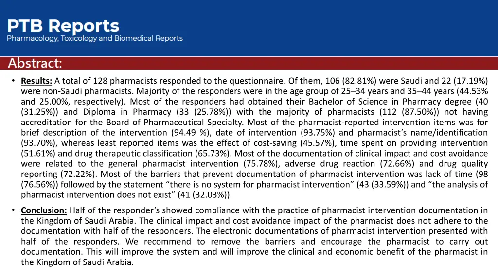 results a total of 128 pharmacists responded