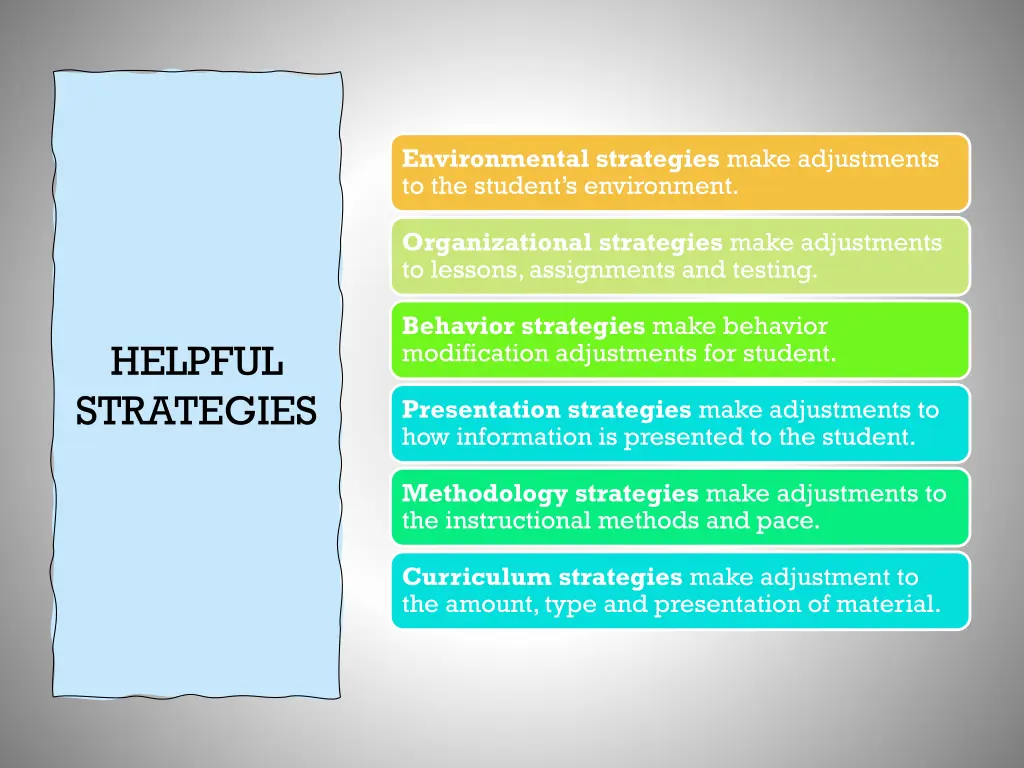 environmental strategies make adjustments