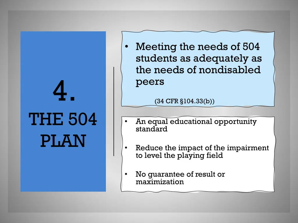 meeting the needs of 504 students as adequately