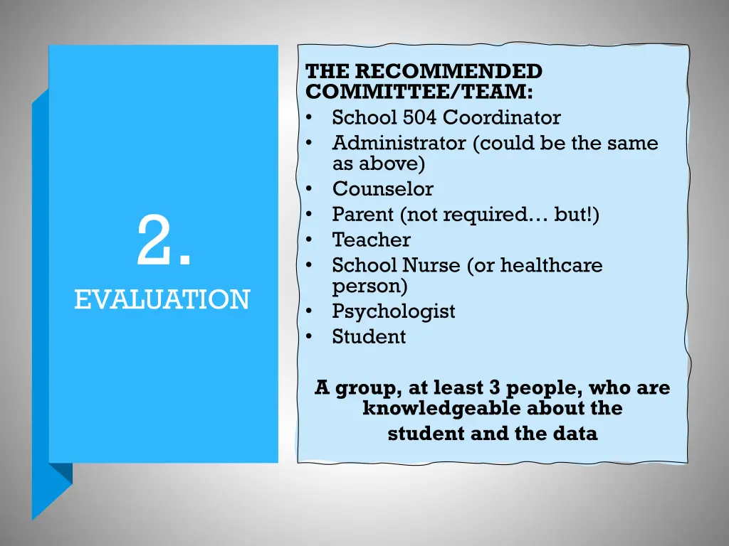 the recommended committee team school