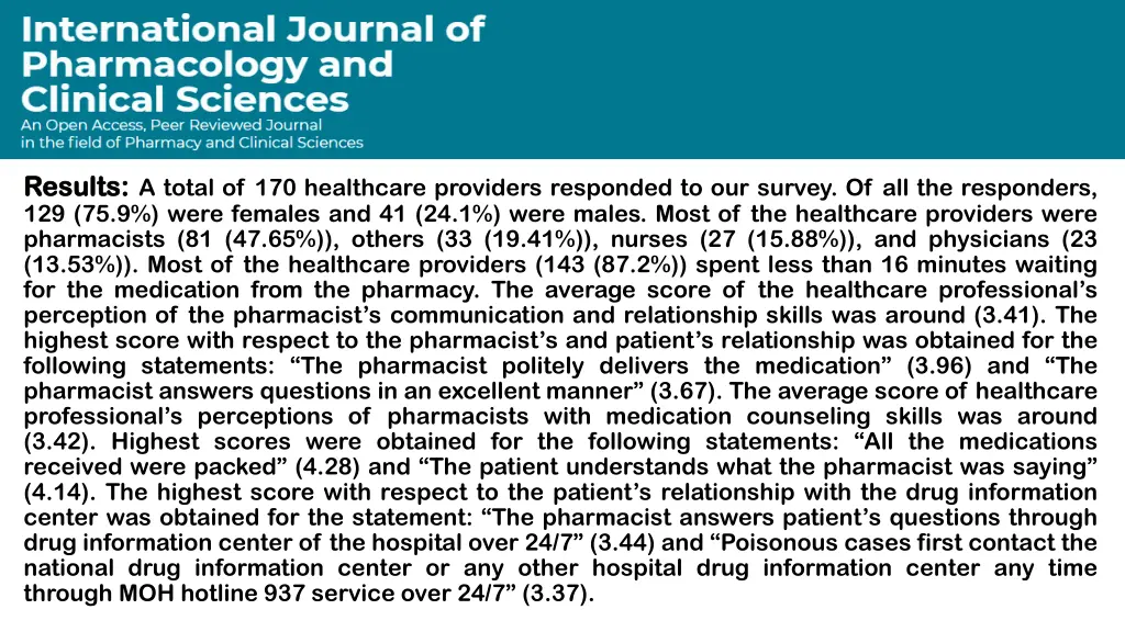 results results a total of 170 healthcare