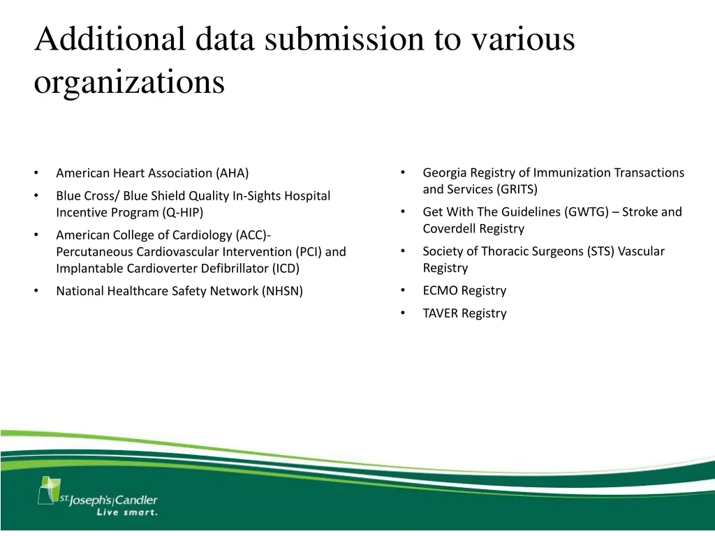 additional data submission to various