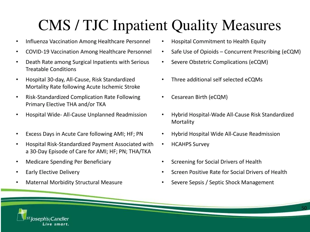 cms tjc inpatient quality measures