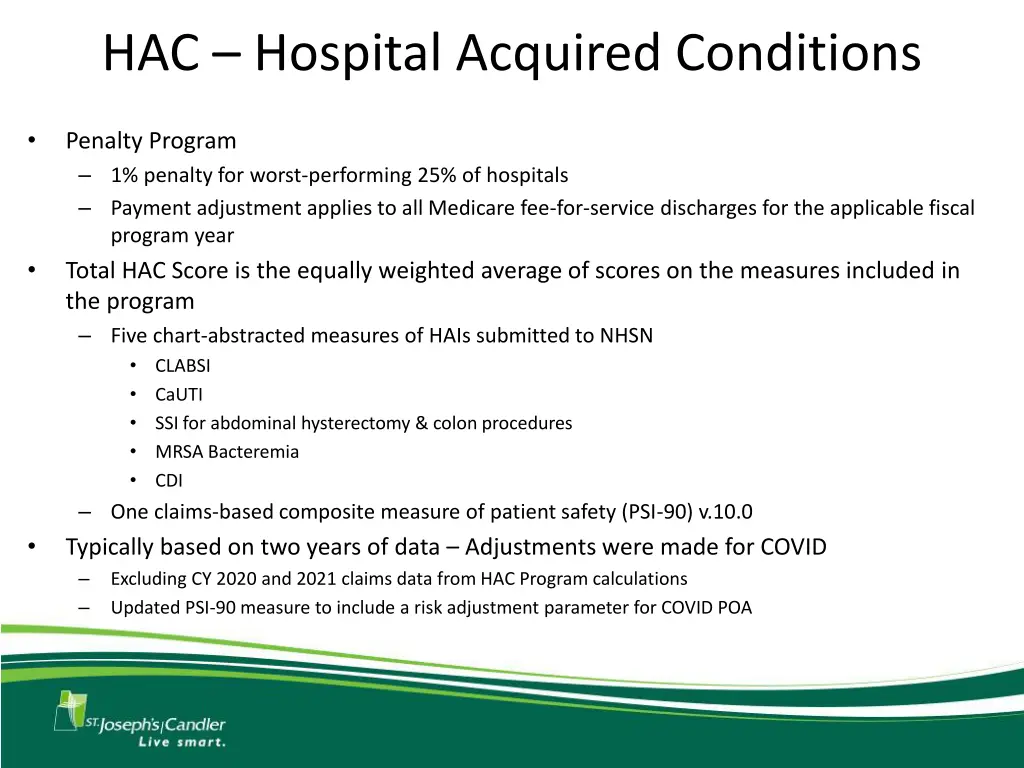 hac hospital acquired conditions