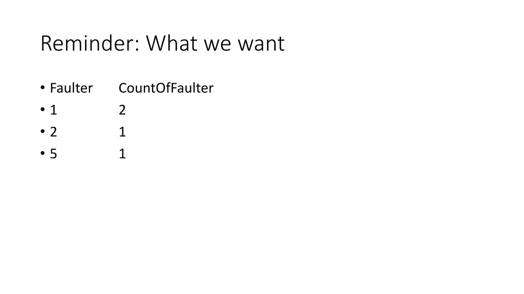 reminder what we want
