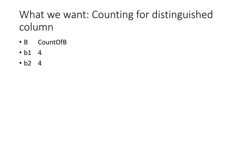 what we want counting for distinguished column