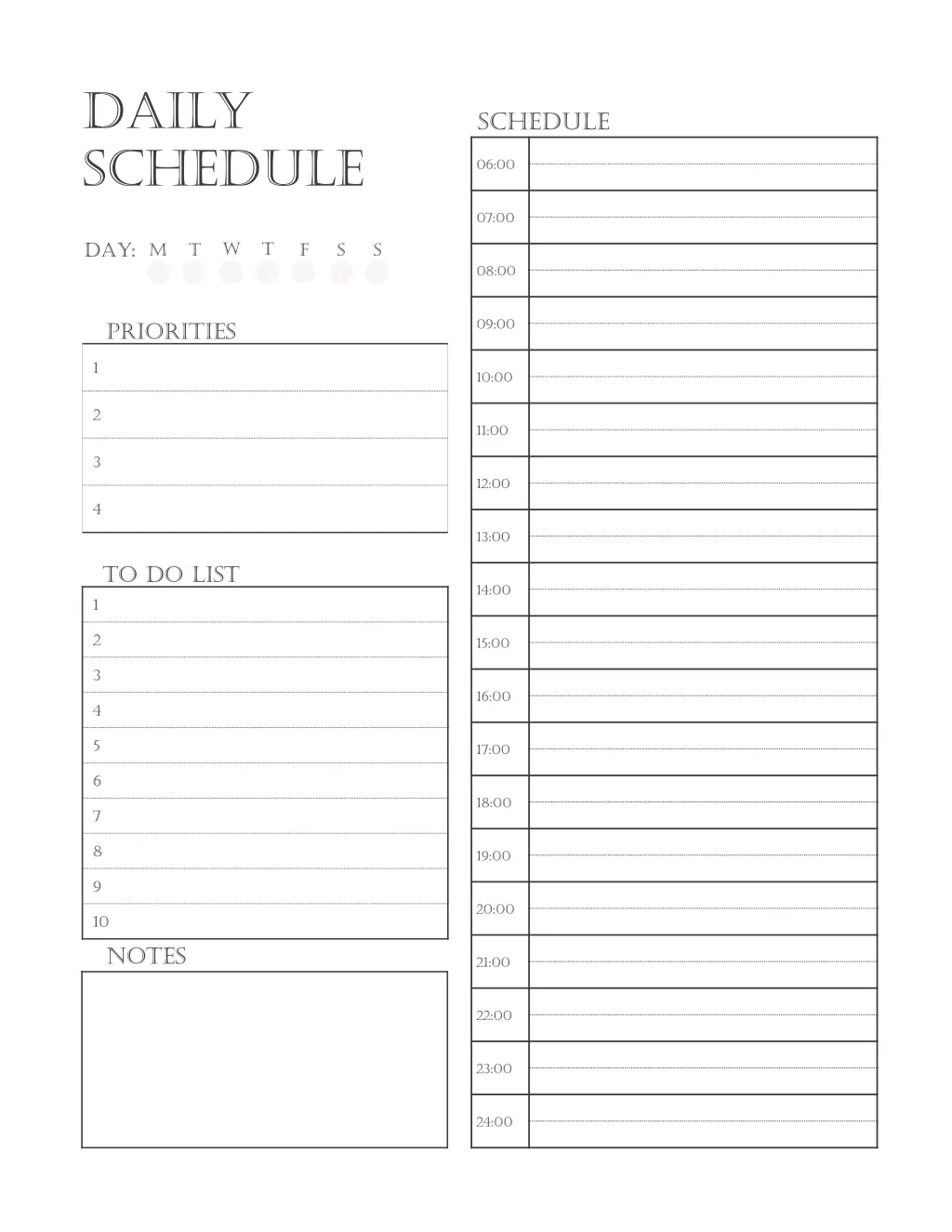 daily schedule