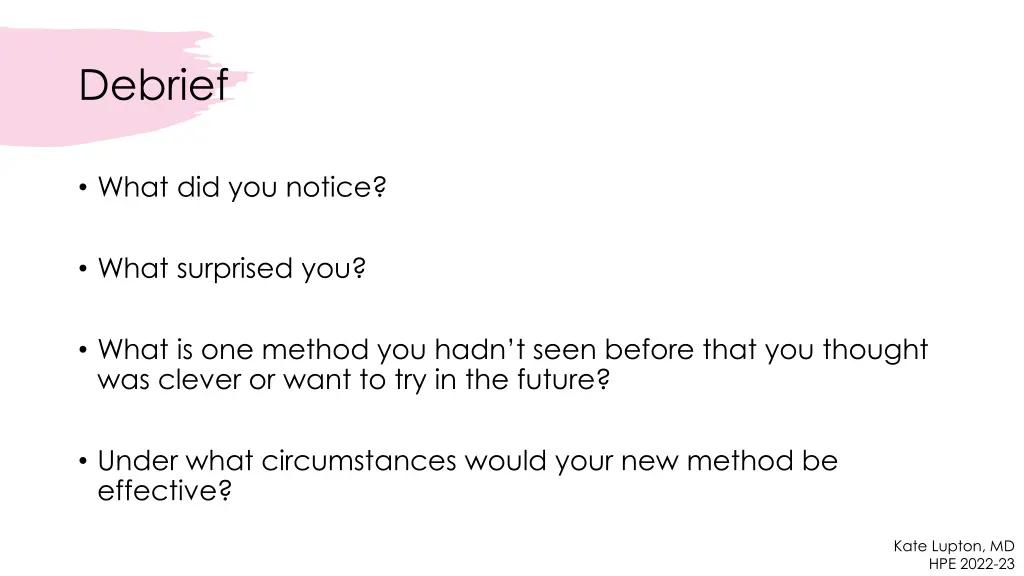 debrief