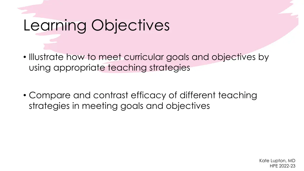 learning objectives