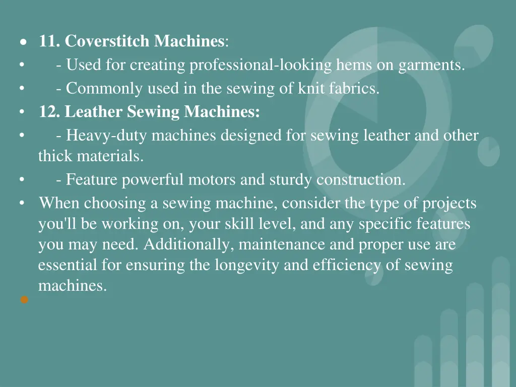 11 coverstitch machines used for creating