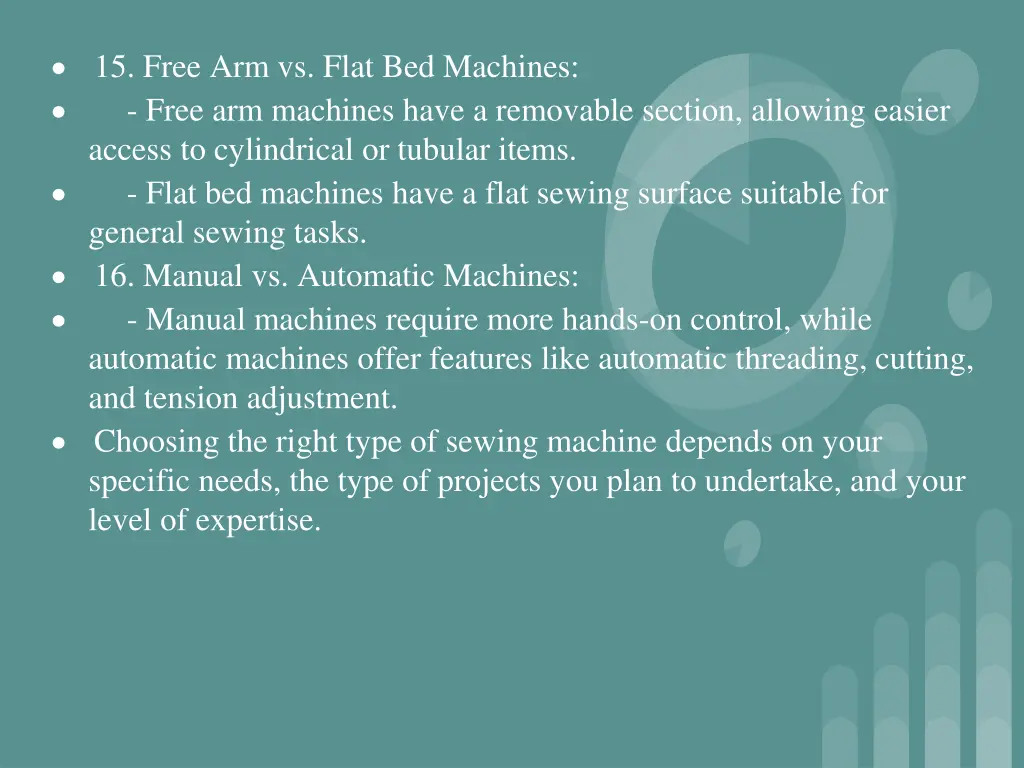 15 free arm vs flat bed machines free