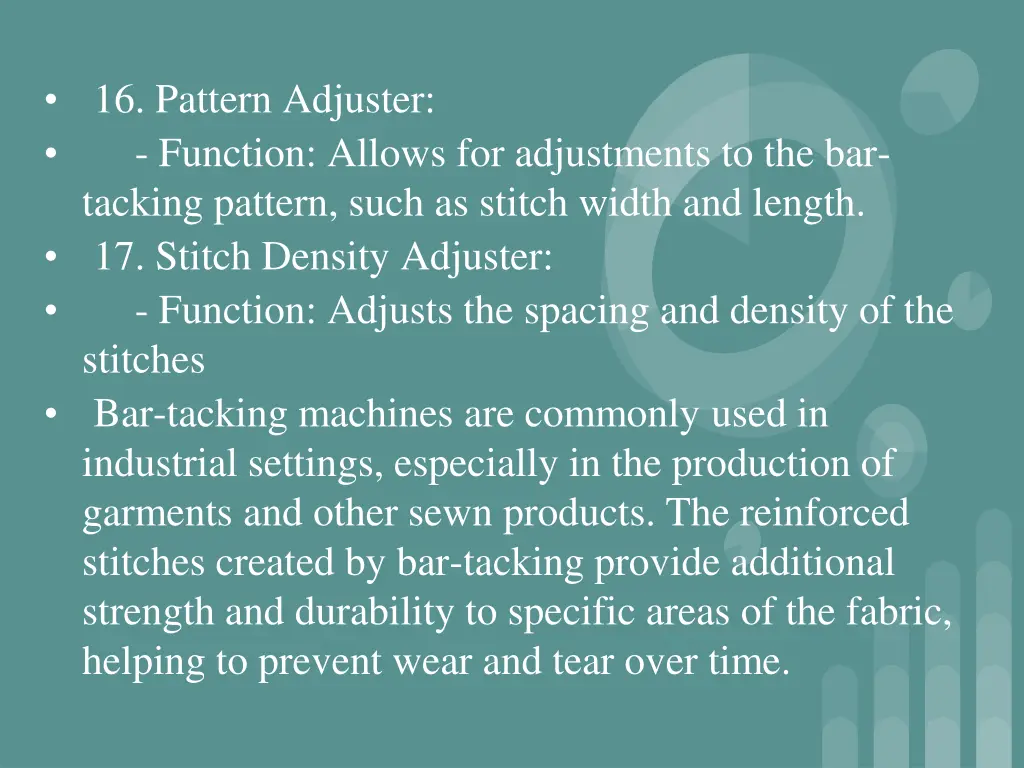 16 pattern adjuster function allows