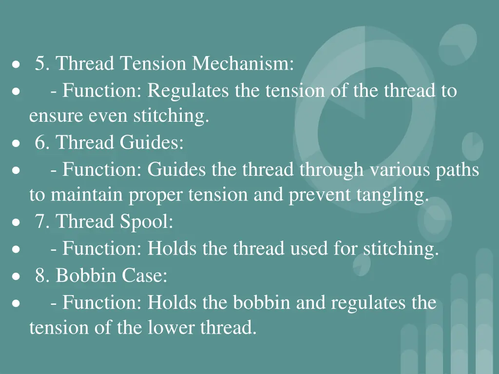 5 thread tension mechanism function regulates