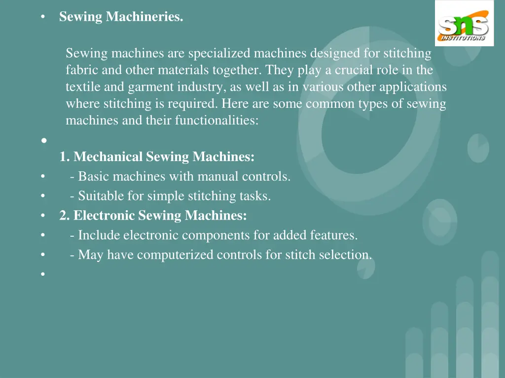 sewing machineries