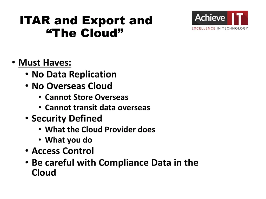 itar and export and the cloud