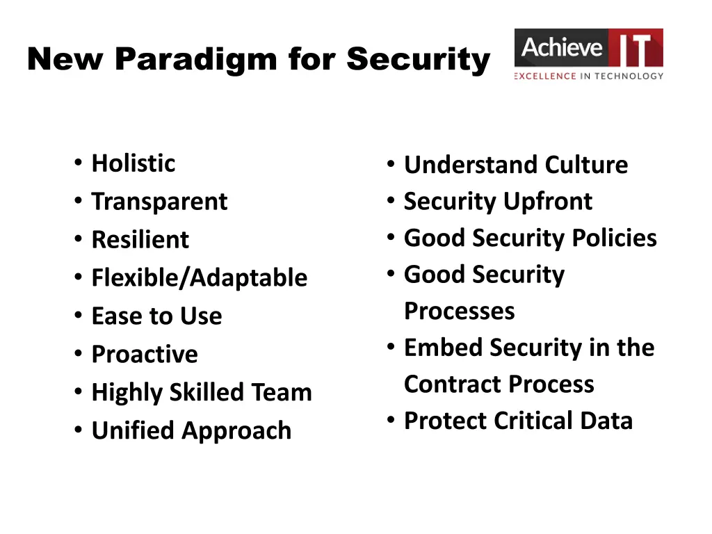 new paradigm for security