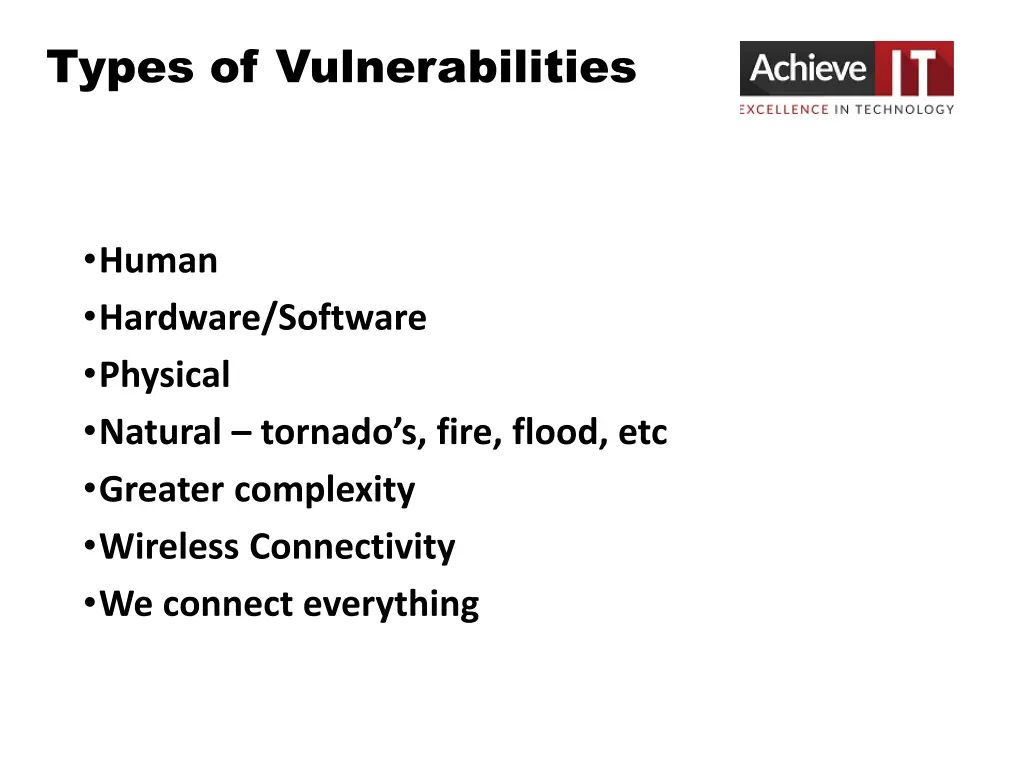 types of vulnerabilities