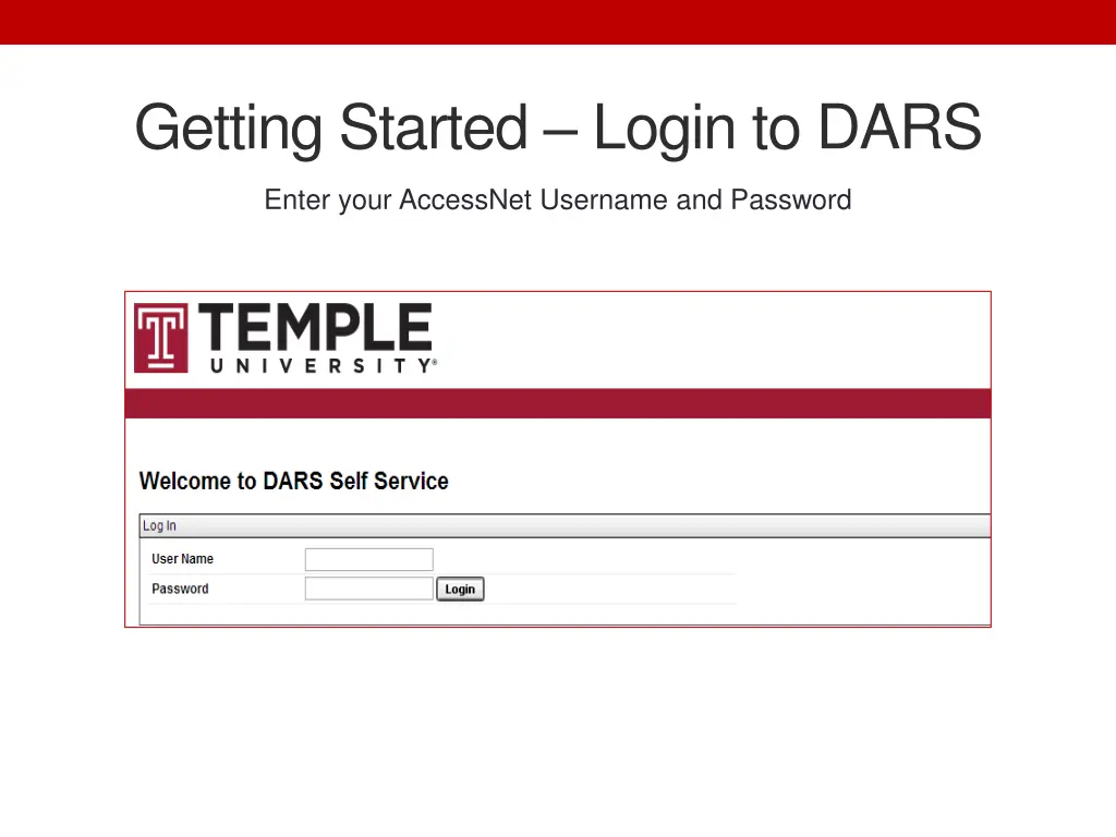getting started login to dars
