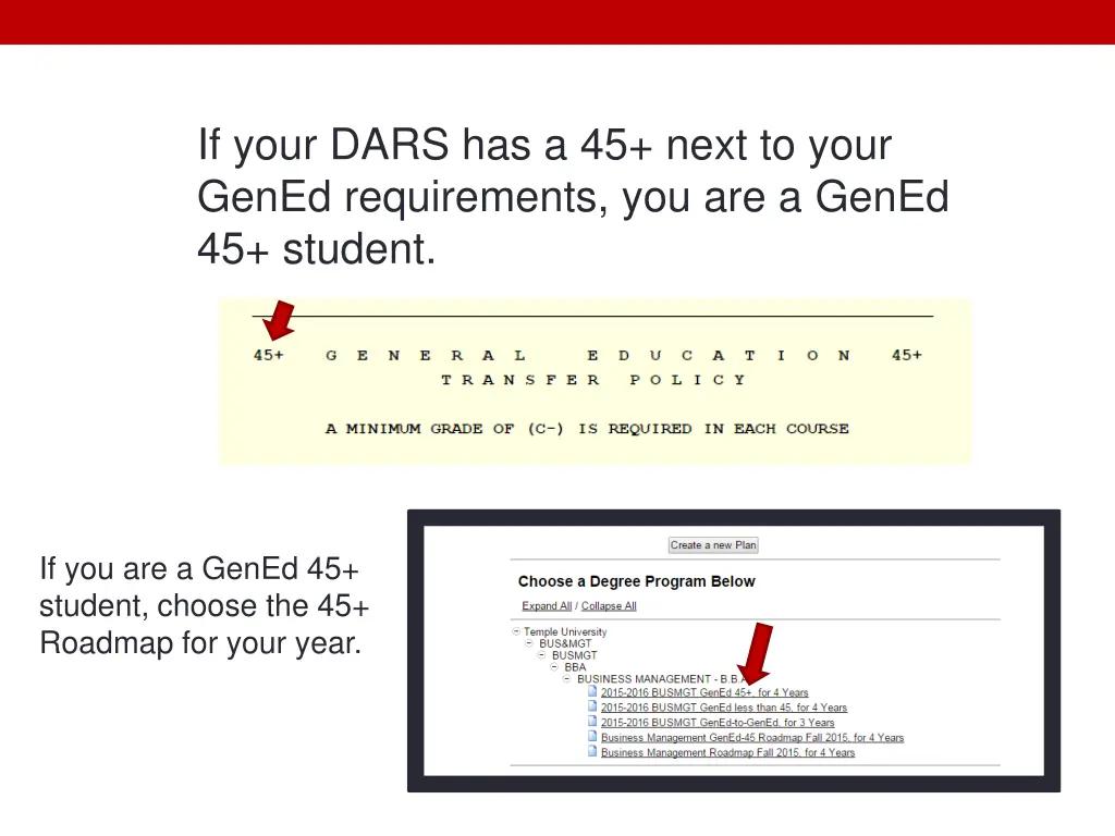if your dars has a 45 next to your gened