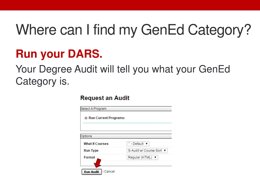 where can i find my gened category