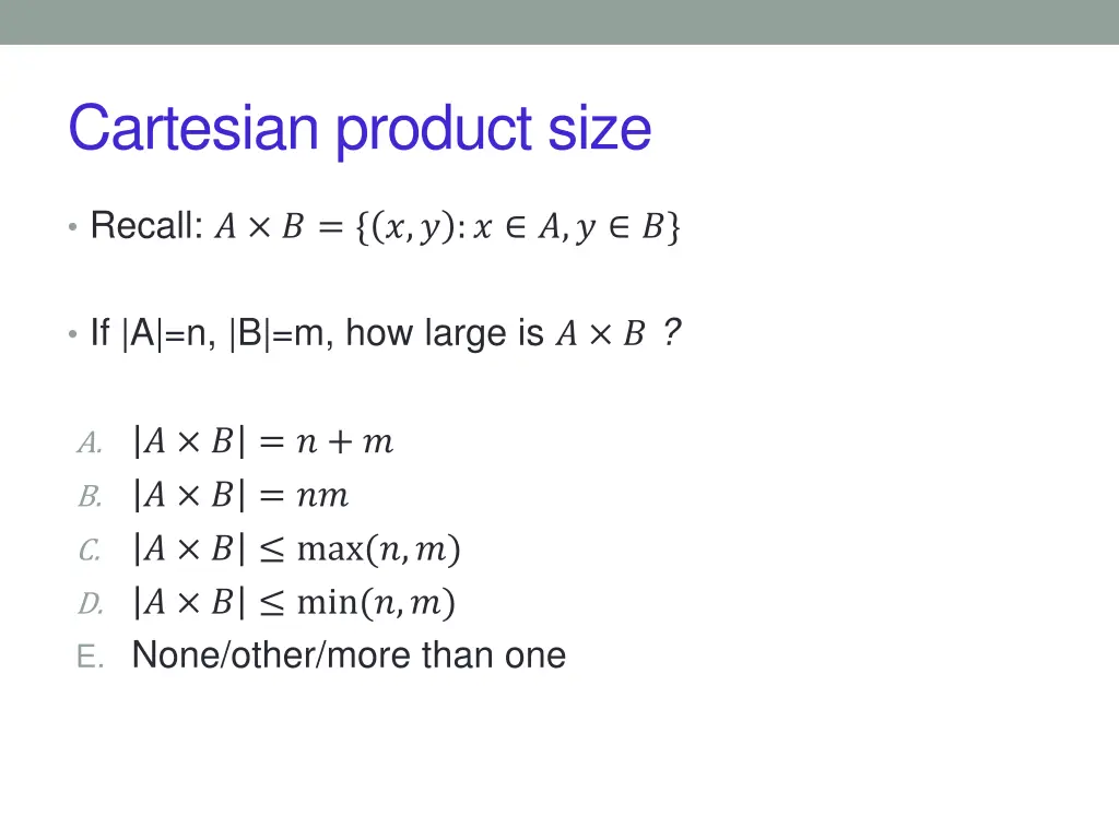 cartesian product size