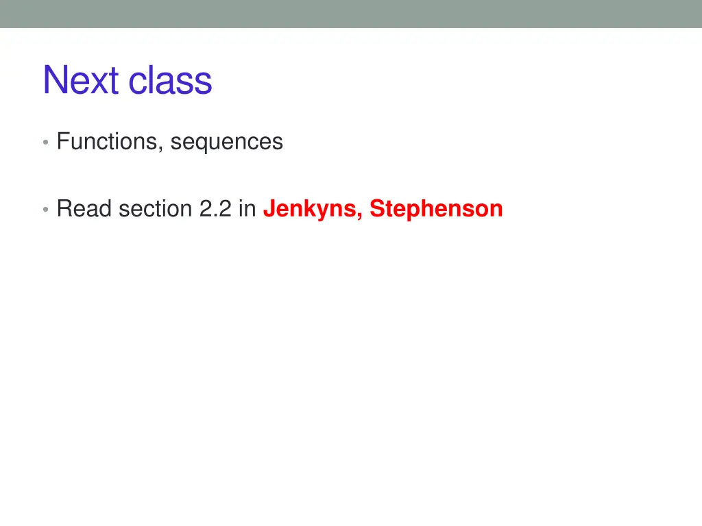 next class