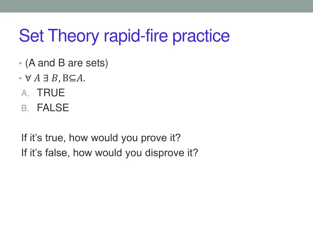 set theory rapid fire practice