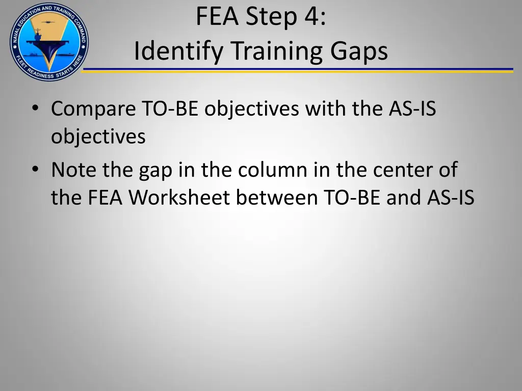 fea step 4 identify training gaps