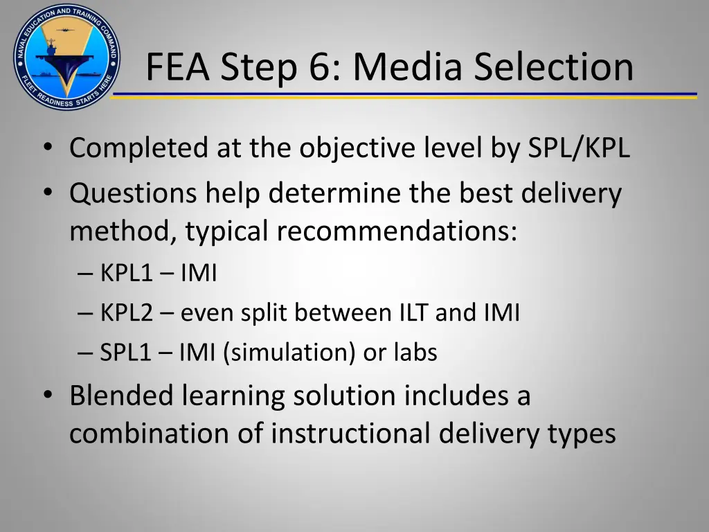fea step 6 media selection