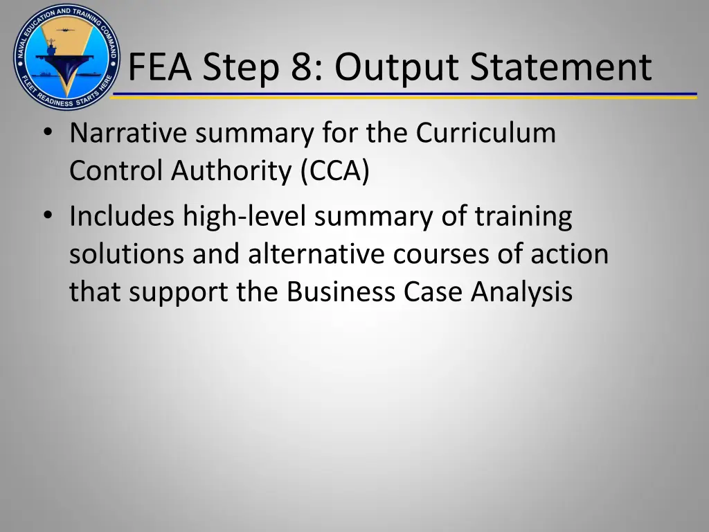 fea step 8 output statement