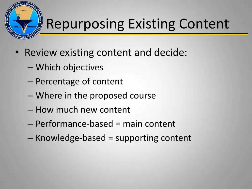 repurposing existing content