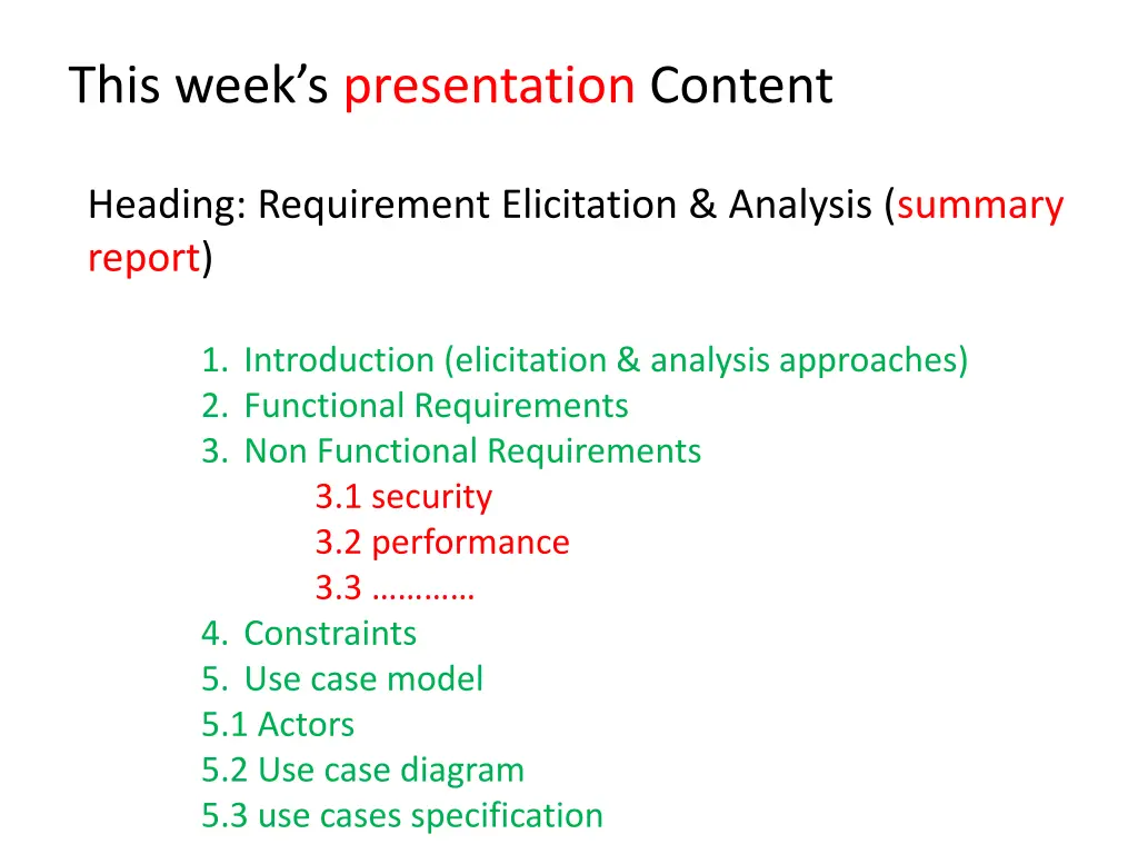this week s presentation content