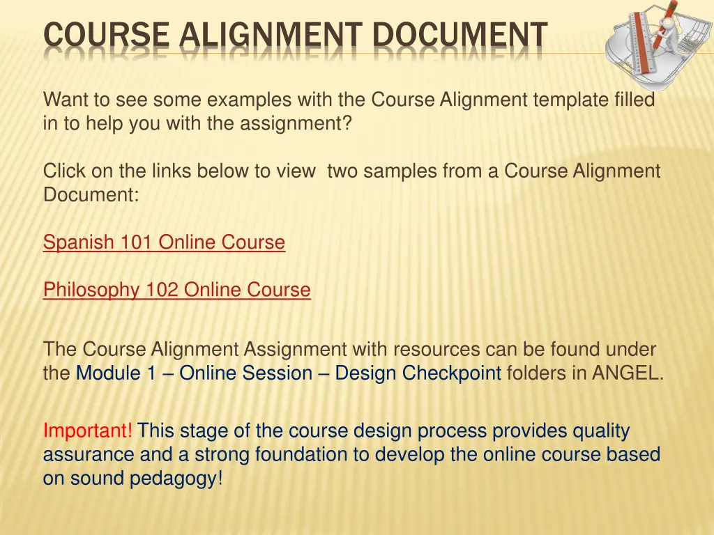 course alignment document 1