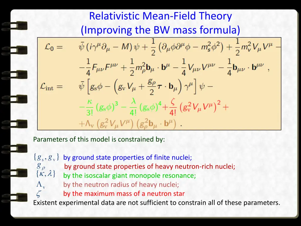 relativistic mean field theory improving