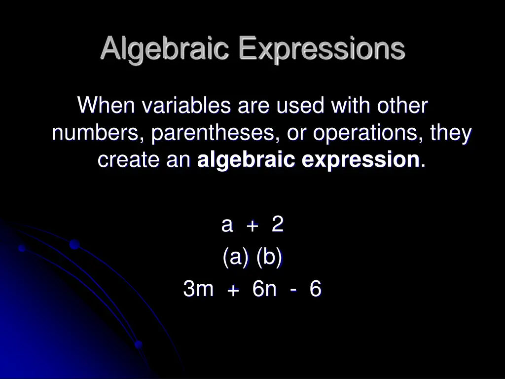 algebraic expressions 1