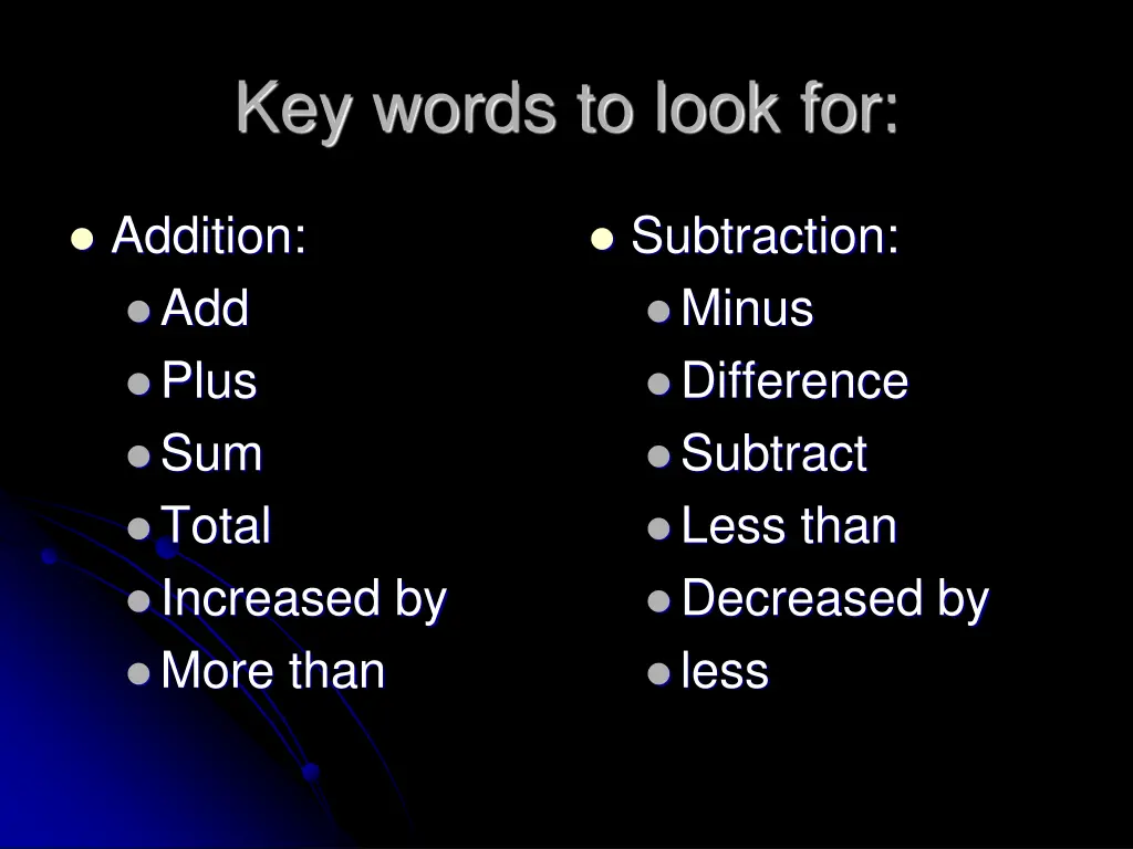 key words to look for