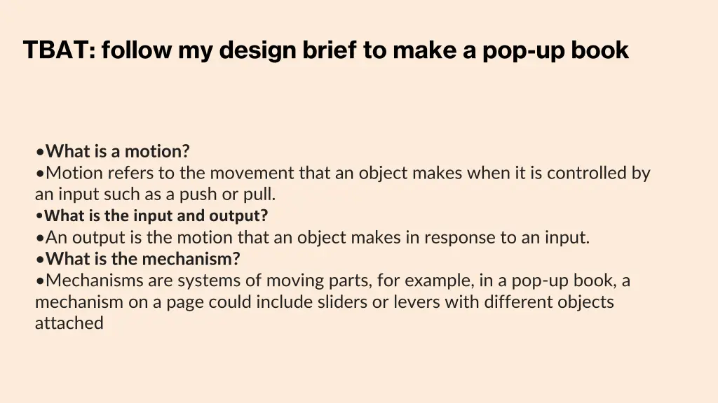 tbat follow my design brief to make a pop up book 1