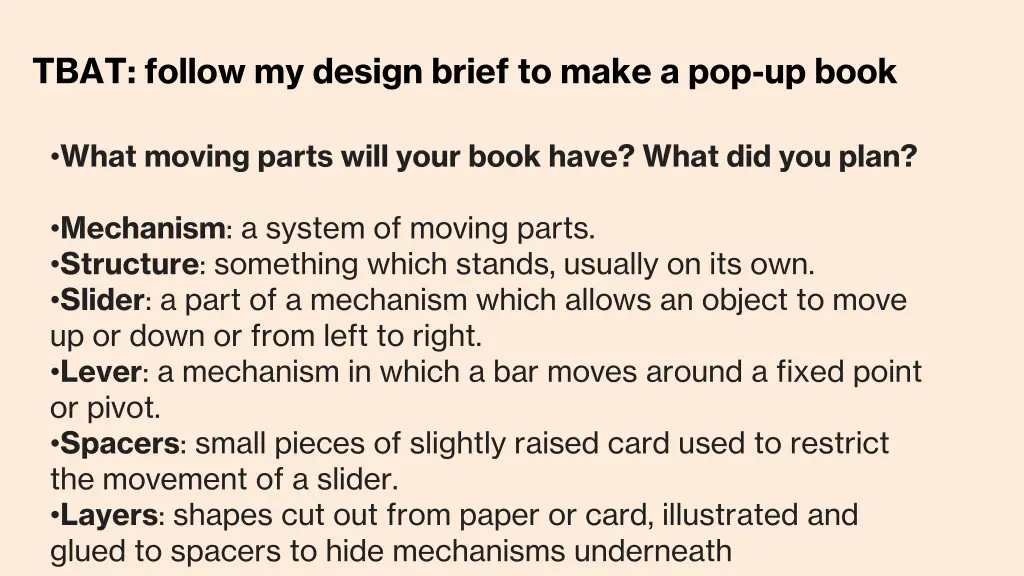 tbat follow my design brief to make a pop up book 2