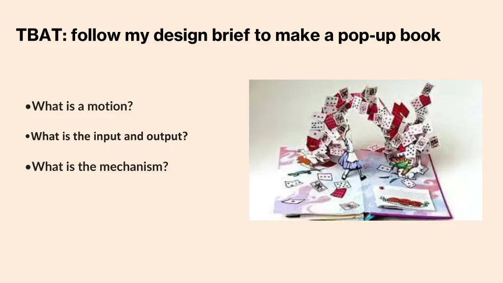 tbat follow my design brief to make a pop up book