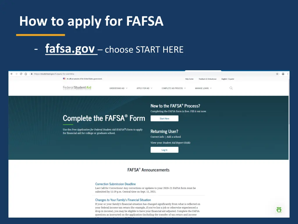how to apply for fafsa