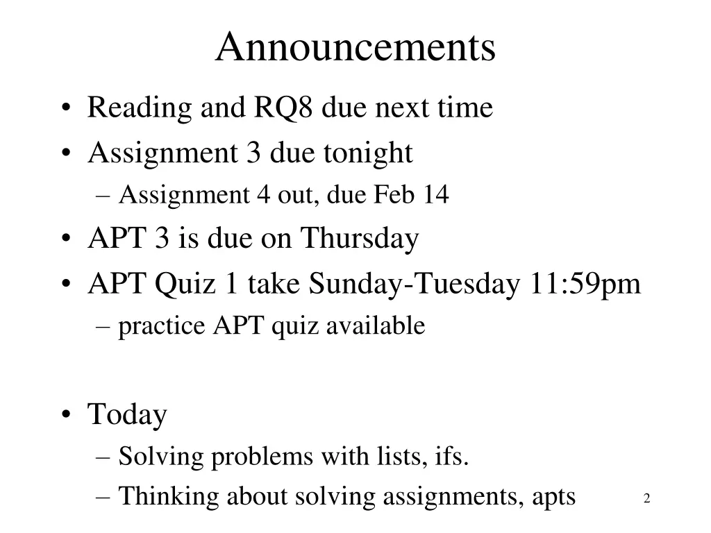 announcements