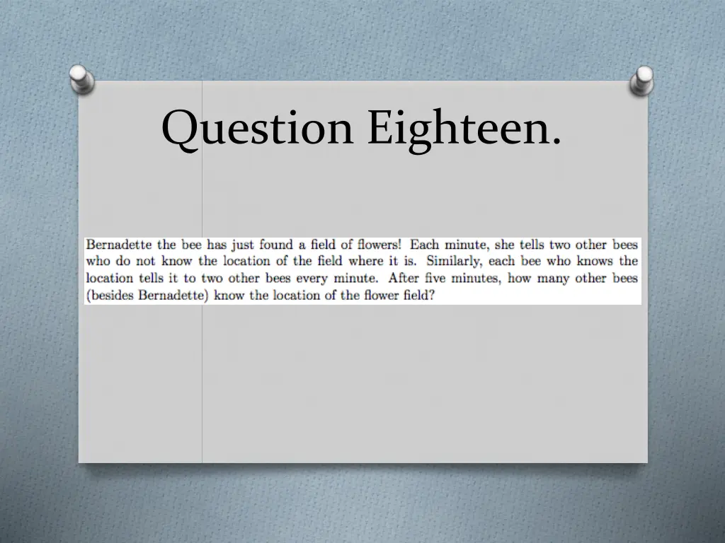 question eighteen