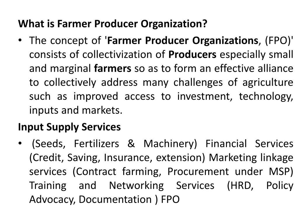 what is farmer producer organization the concept