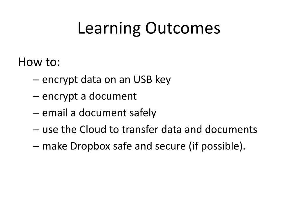 learning outcomes