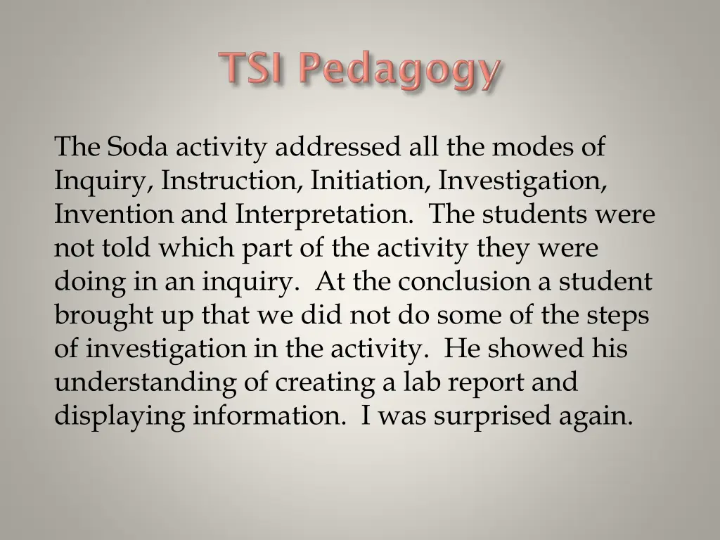 the soda activity addressed all the modes