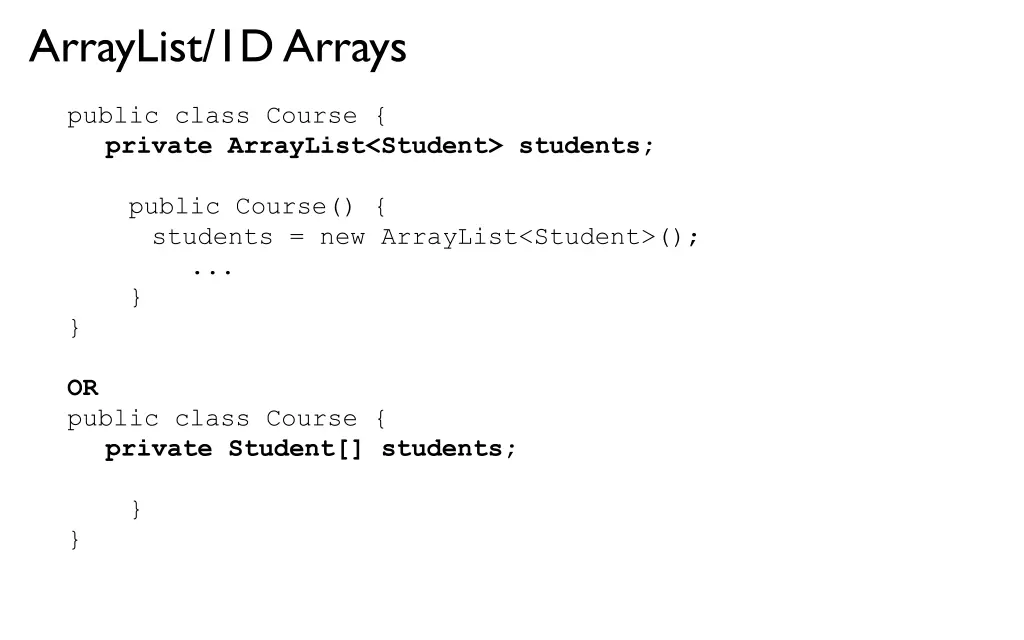 arraylist 1d arrays